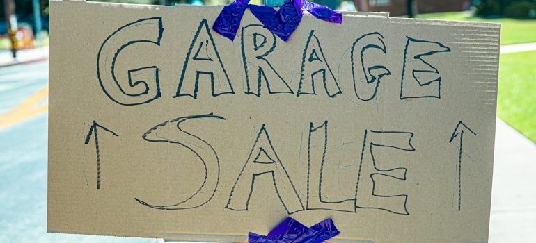 A garage sale sign